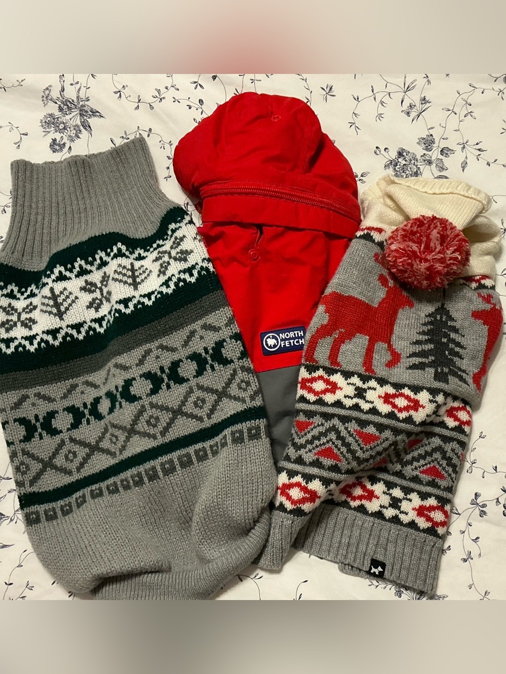 3pc Dog Winter Clothes Set: Fits Chest 16-19", Back 12"
